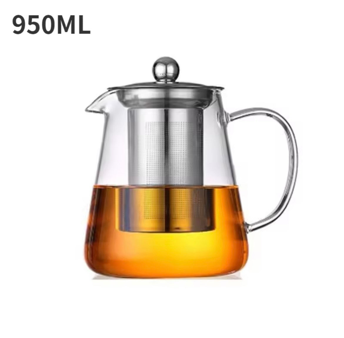 HEAT RESISTANT GLASS TEAPOT W/ STAINLESS STEAL STRAINER