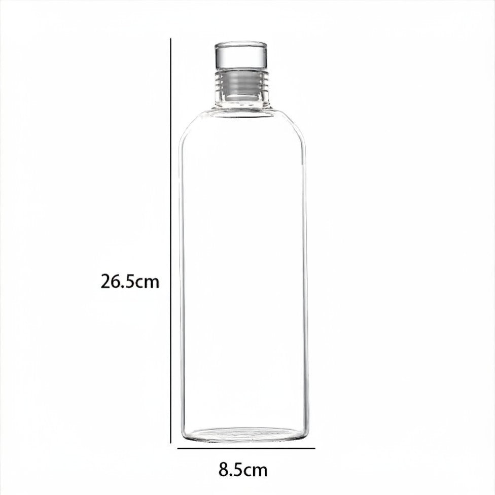 1L GLASS WATER BOTTLE W/ SILICONE STOPPER