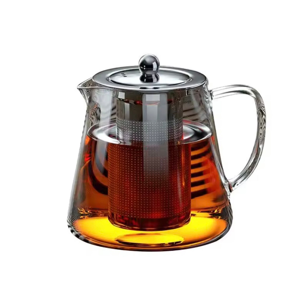 HEAT RESISTANT GLASS TEAPOT W/ STAINLESS STEAL STRAINER
