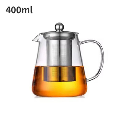 HEAT RESISTANT GLASS TEAPOT W/ STAINLESS STEAL STRAINER