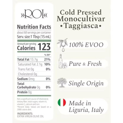 1L EXTRA VIRGIN OLIVE OIL FROM LIGURIA ITALY (MONOCULTIVAR TAGGIASCA)