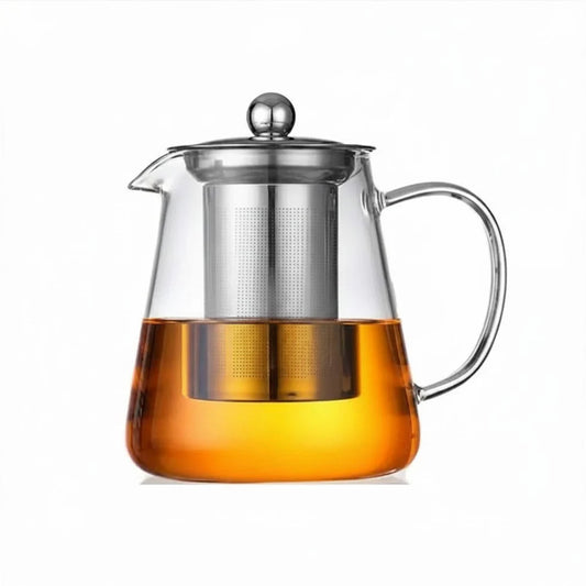 HEAT RESISTANT GLASS TEAPOT W/ STAINLESS STEAL STRAINER