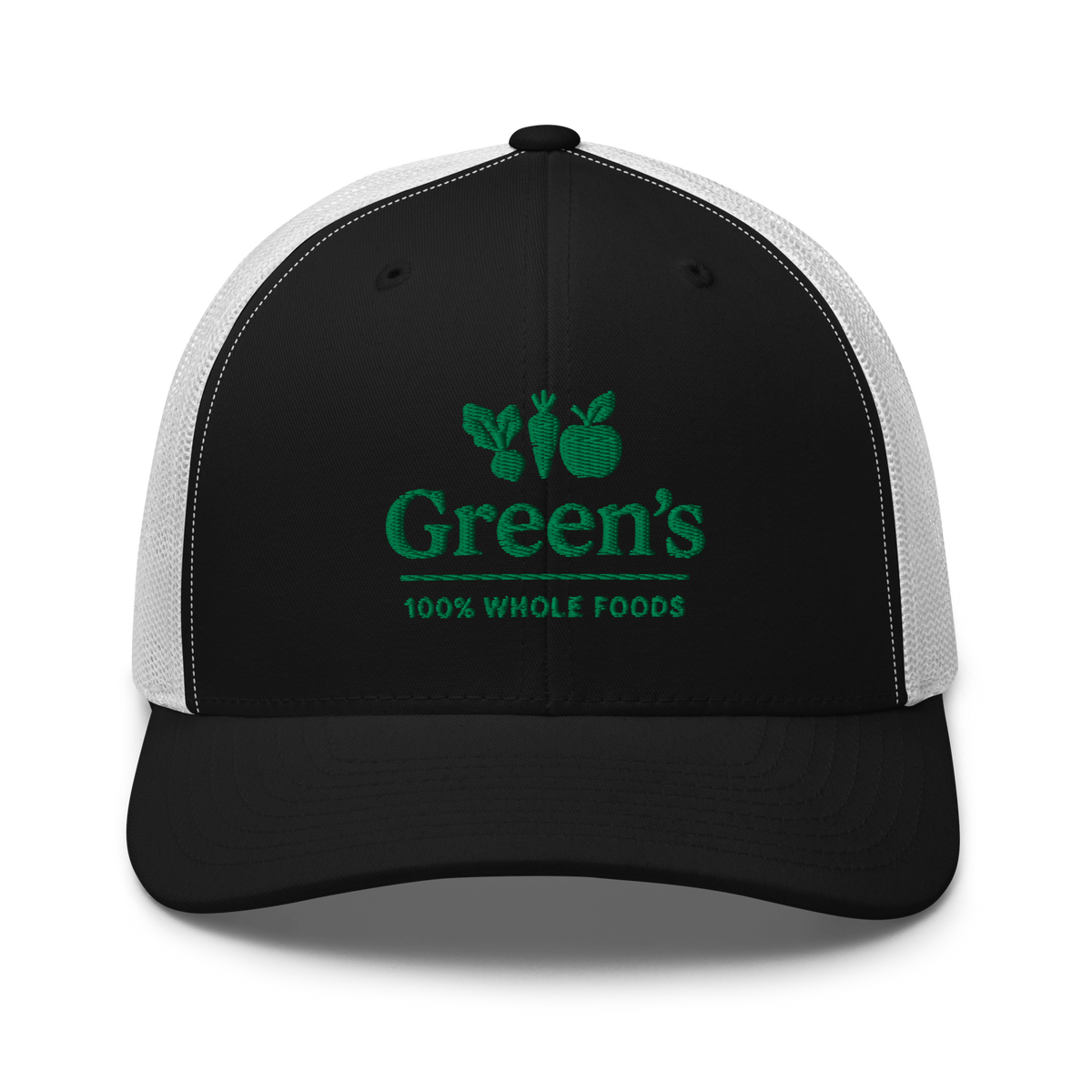 GREEN'S WHOLE FOODS TRUCKER HAT (BLACK & WHITE)