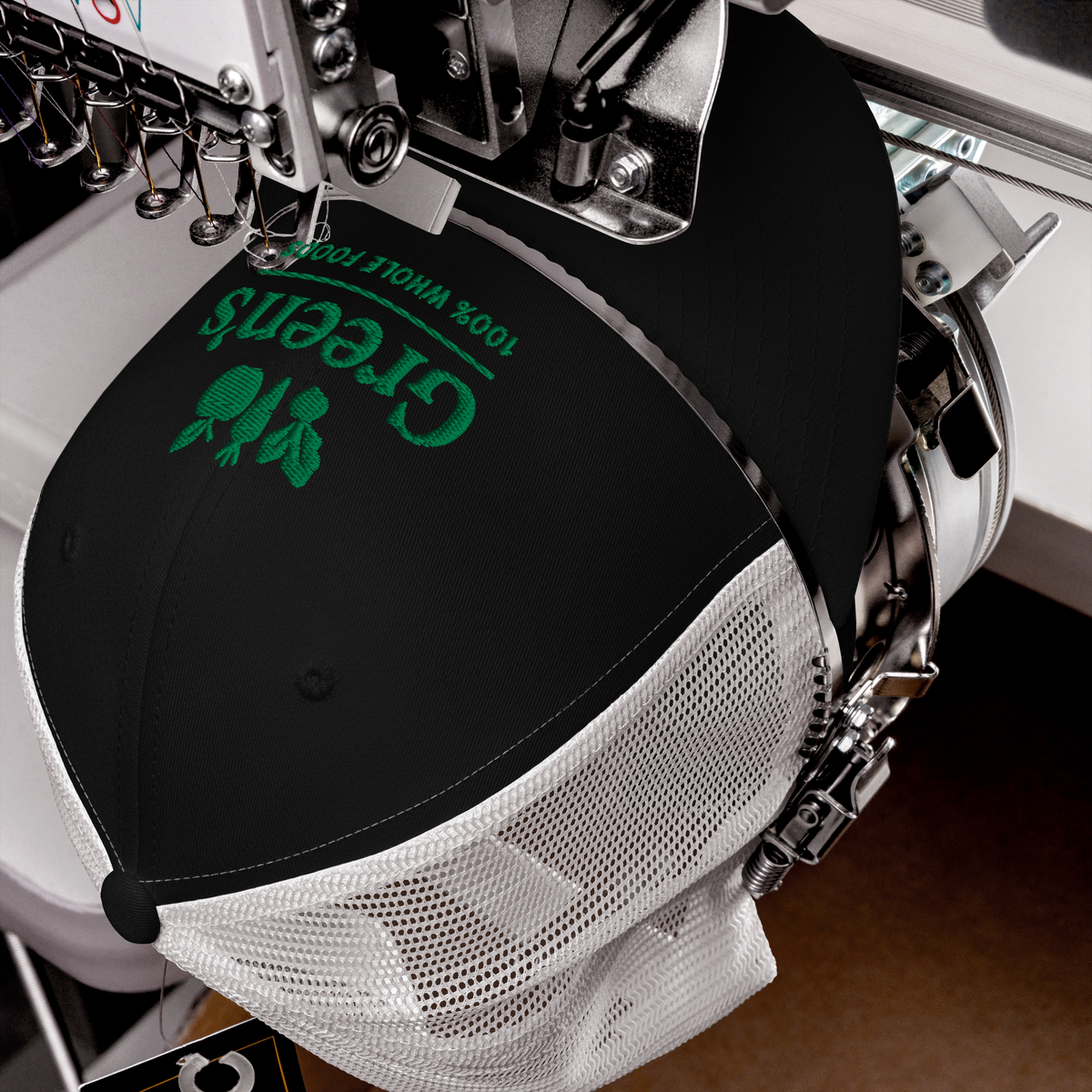 GREEN'S WHOLE FOODS TRUCKER HAT (BLACK & WHITE)