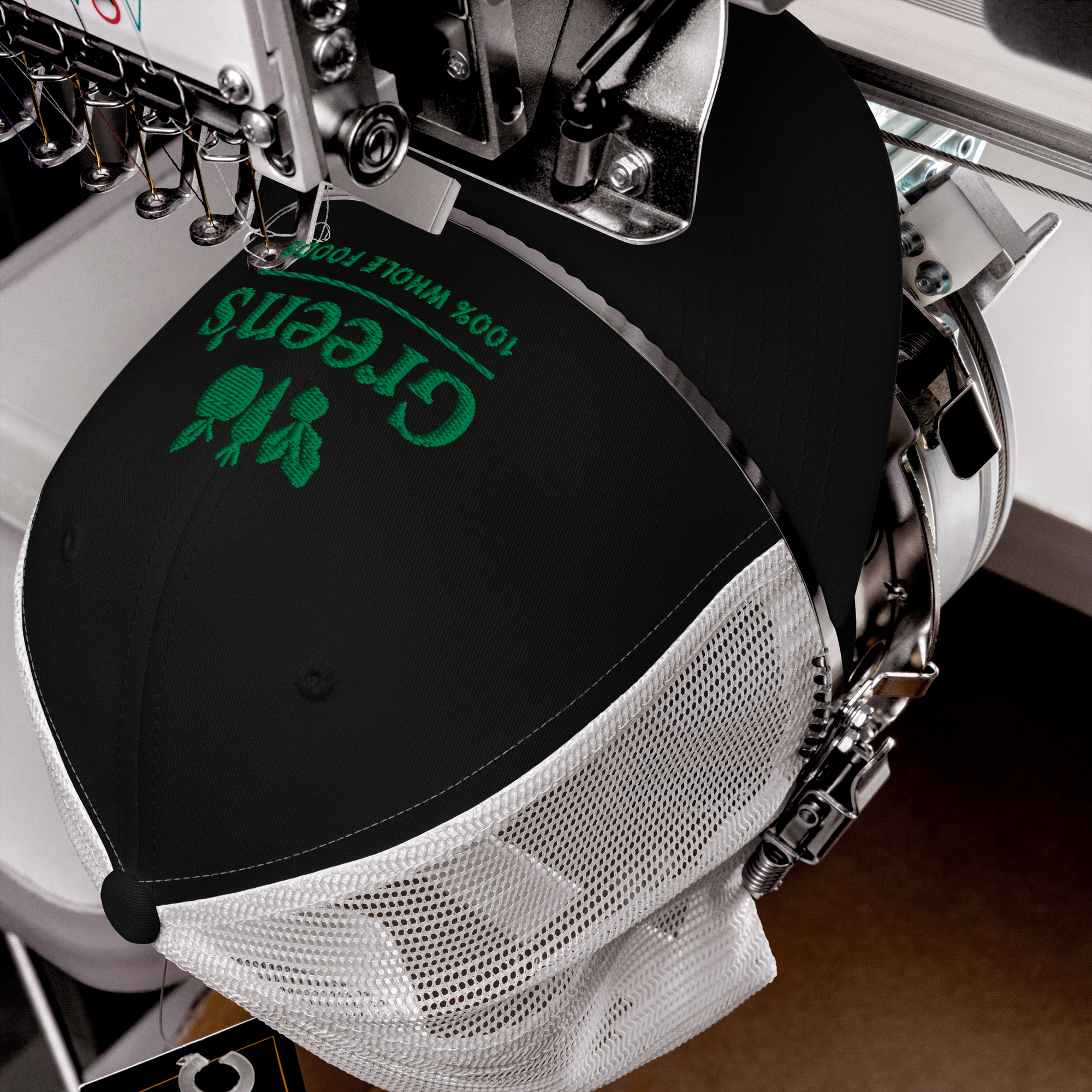 GREEN'S WHOLE FOODS TRUCKER HAT (BLACK & WHITE)