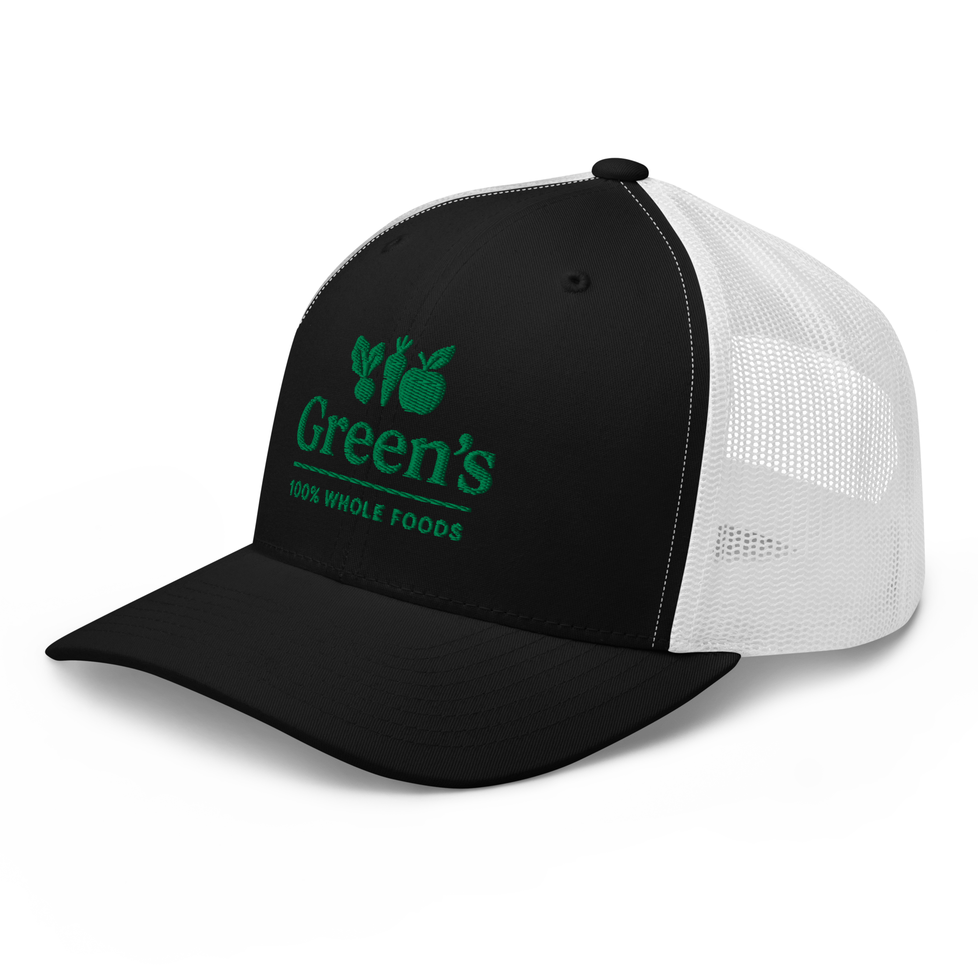 GREEN'S WHOLE FOODS TRUCKER HAT (BLACK & WHITE)