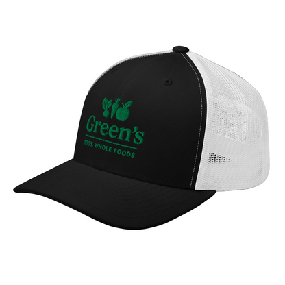 GREEN'S WHOLE FOODS TRUCKER HAT (BLACK & WHITE)