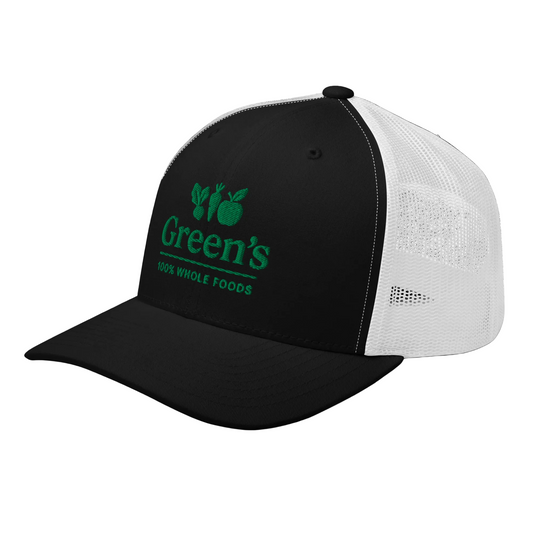 GREEN'S WHOLE FOODS TRUCKER HAT (BLACK & WHITE)