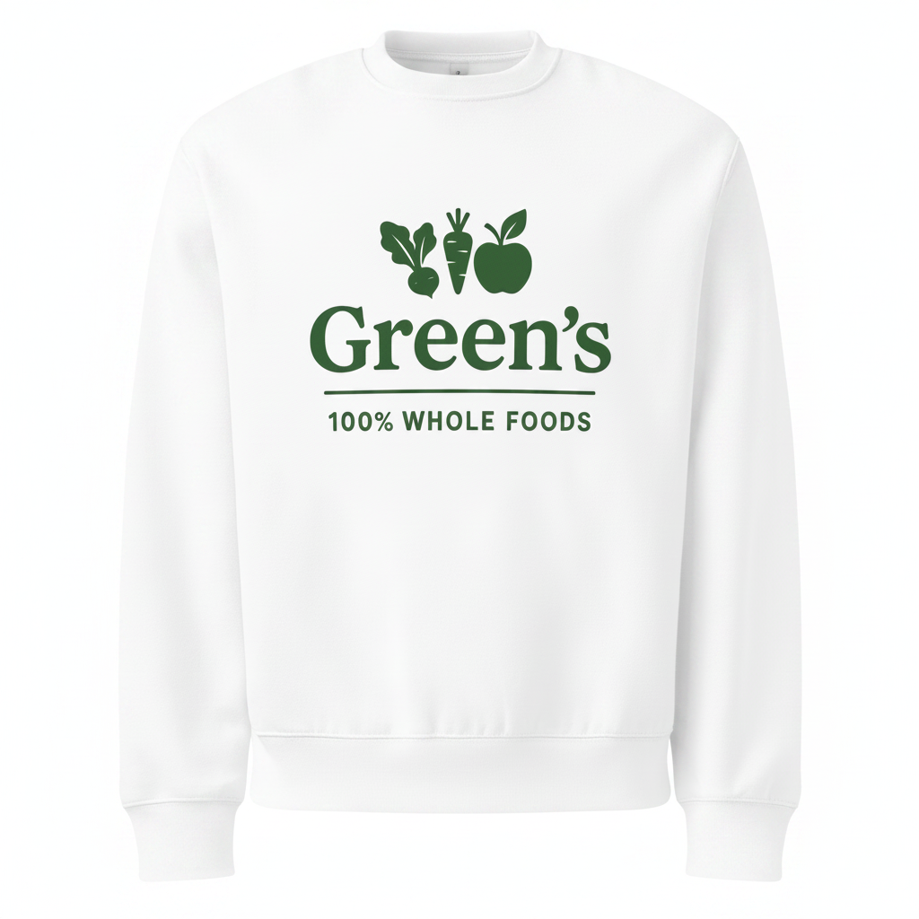 GREEN'S WHOLE FOODS BIG LOGO CREW NECK